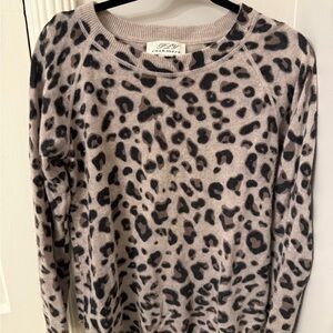 Ply Cashmere Beige and Black Animal Print Sweater